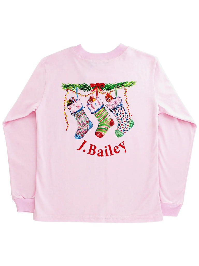Bailey Boys - Girl's Logo Tee in Stockings on Pink