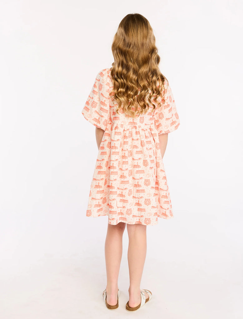 Clemson Toile Puff Sleeve Dress