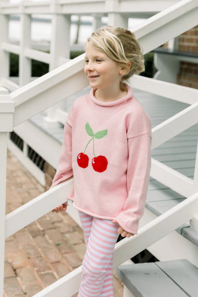 Bailey Boys - Roll Neck Sweater in Cherries on Pink