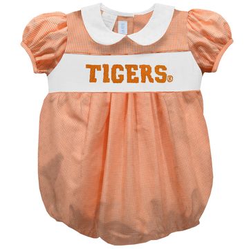 Vive La Fete - "TIGERS" Smocked Gingham Girl's Bubble