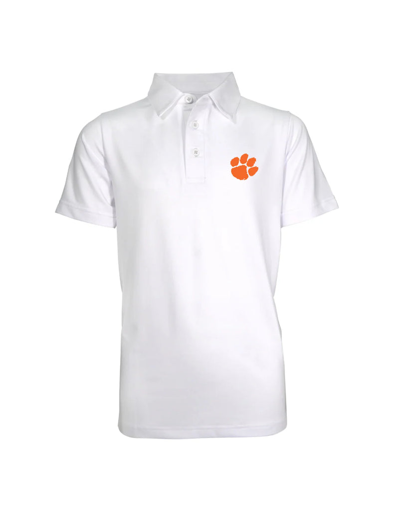Boy's White Polo with Orange Paw