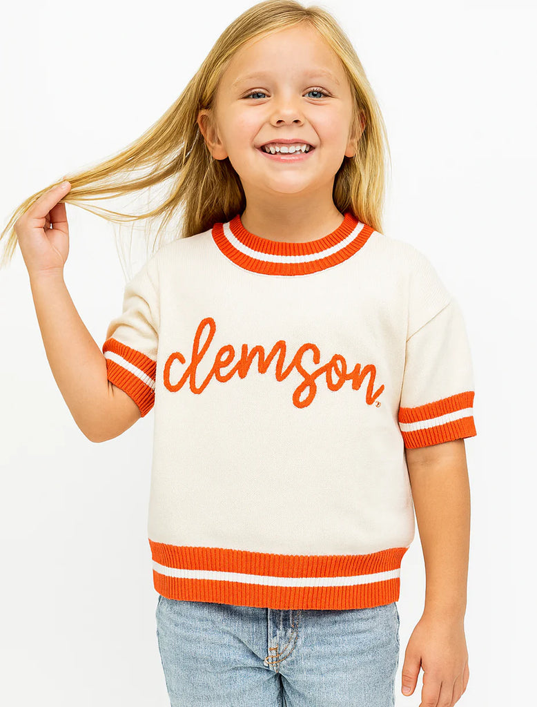 Girls Embroidered Clemson Varsity Sweater