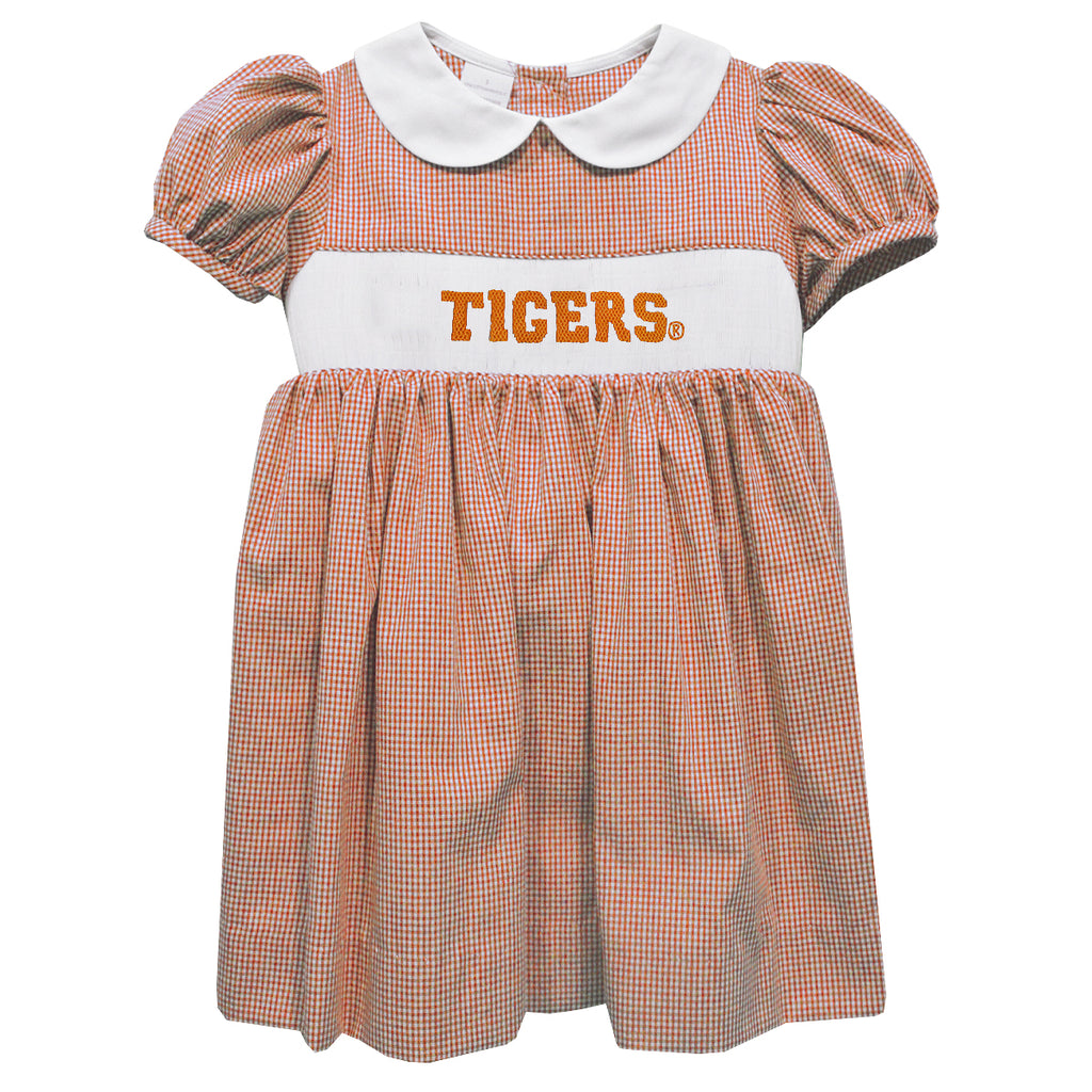 Vive La Fete - Clemson Tigers Smocked Gingham Dress