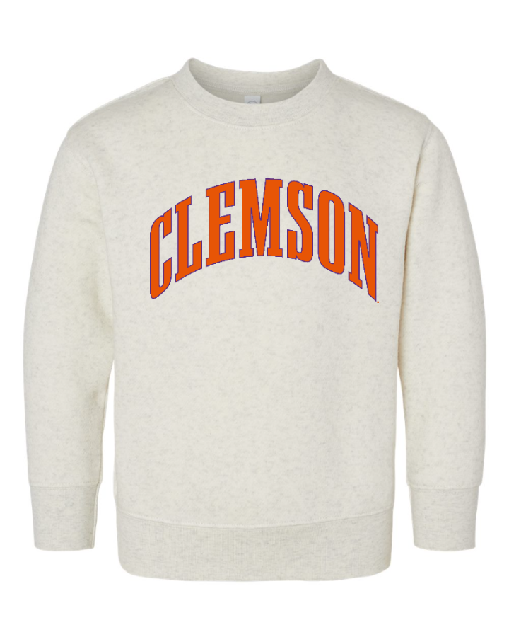 "Clemson" Arch Crewneck in Natural Heather