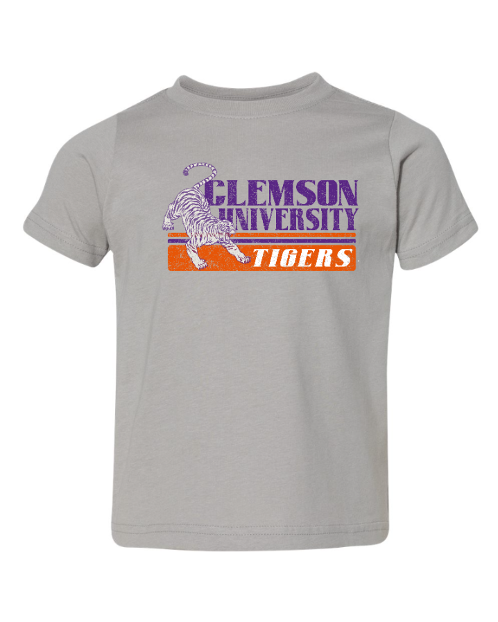 Vintage Clemson Tigers Logo T-Shirt on Gray