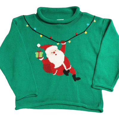 Bailey Boys - Roll Neck Sweater in Santa on Kelly Green