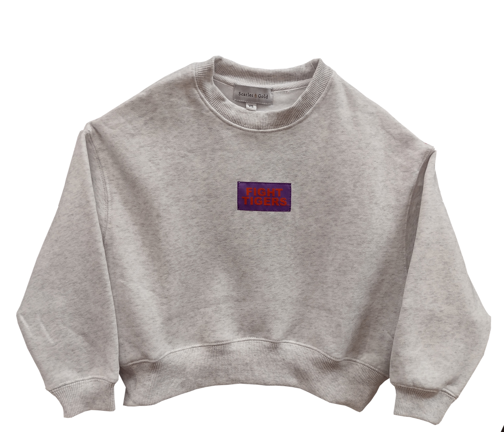 Boxy Crewneck with "Fight Tigers" Patch