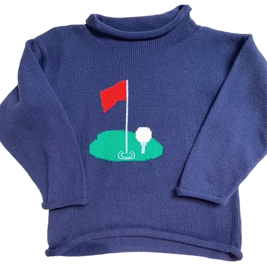 Bailey Boys - Roll Neck Sweater in Golf on Navy