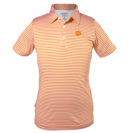 Boys' Knit Striped Polo in Orange