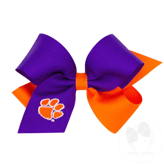 Wee Ones Hair Bow King - Orange and Purple with Paw