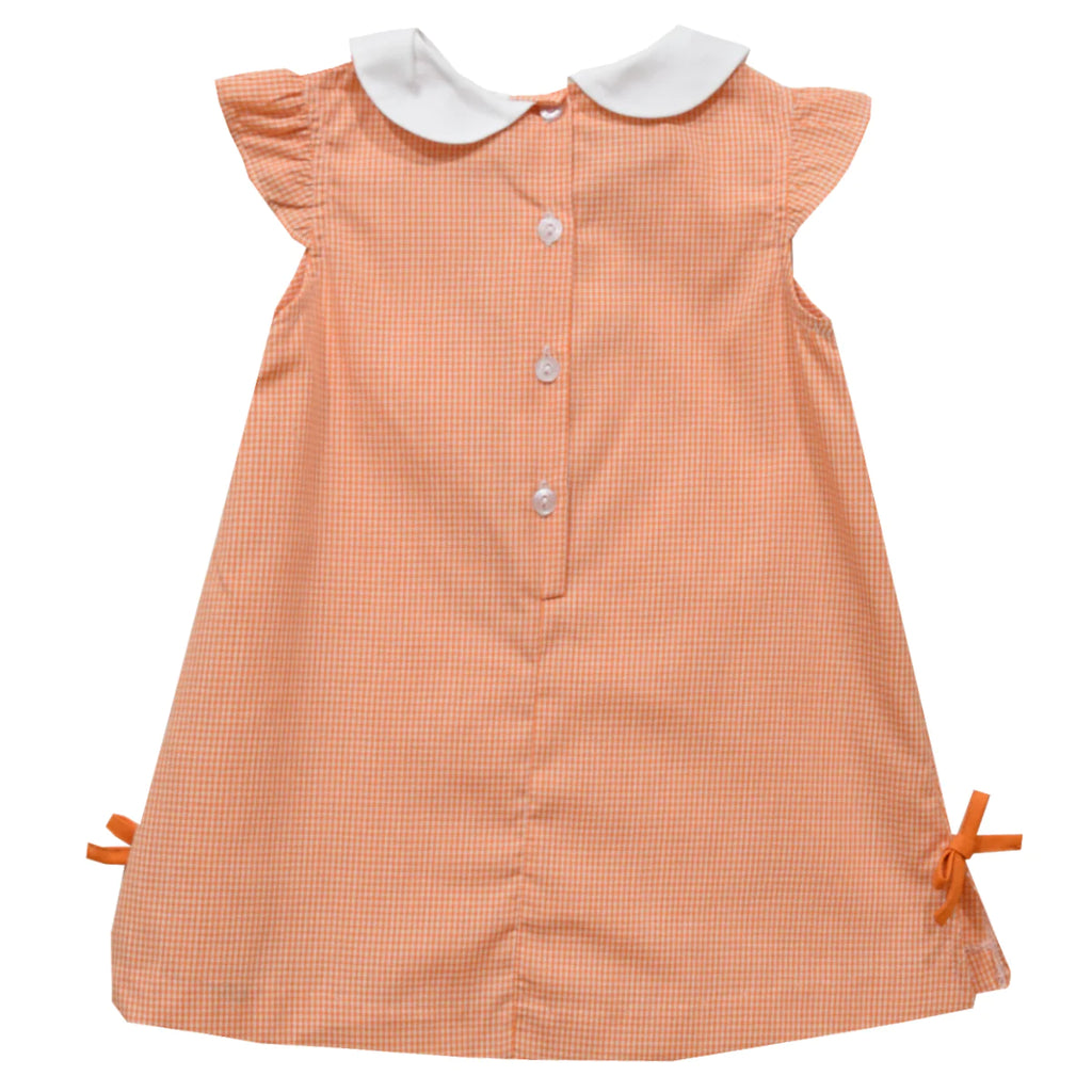 Vive La Fete - Clemson Embroidered Orange Gingham A Line Dress