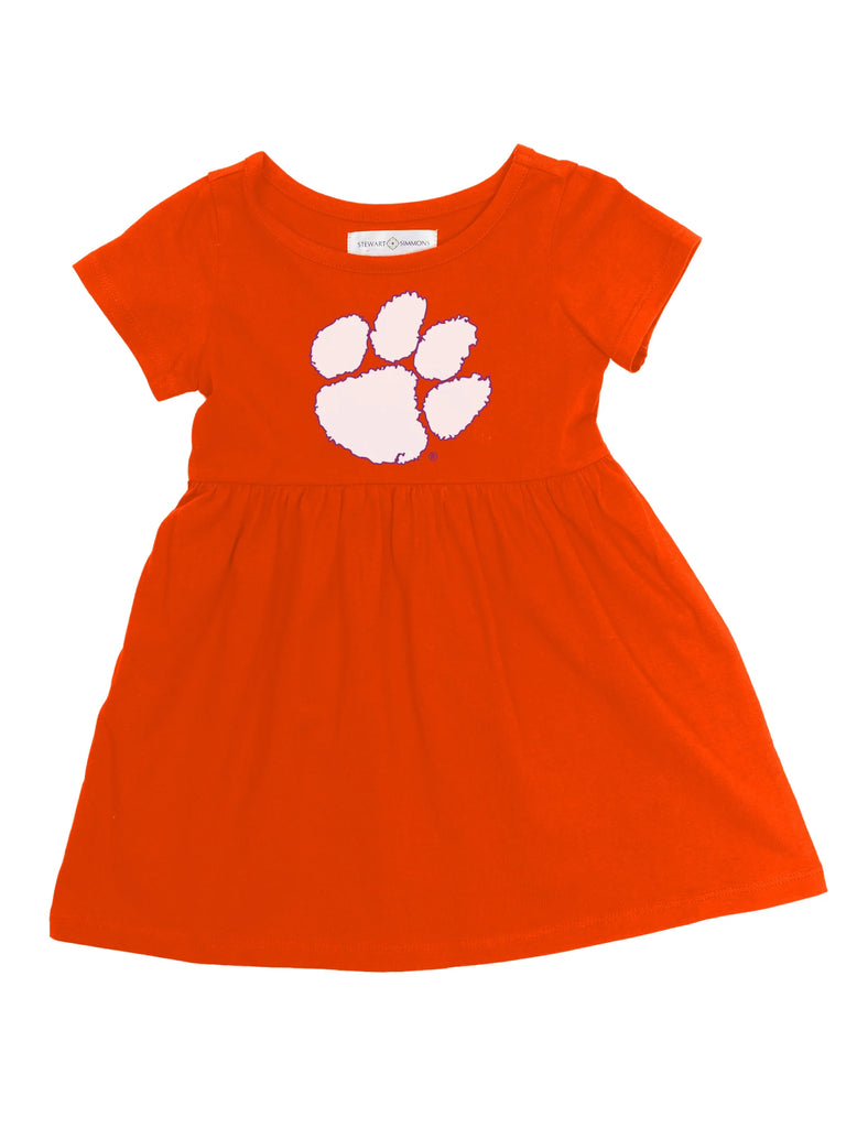 Baby Dress in Orange with White Paw