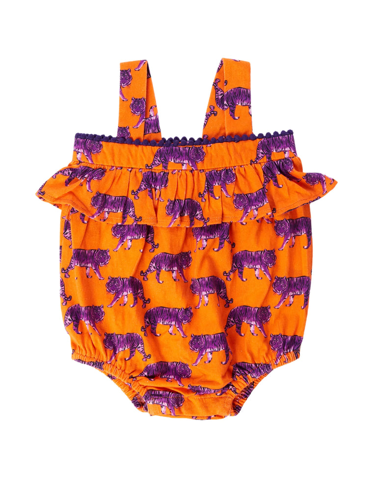 Clemson Girl's Ruffle Bubble in Orange with Purple Tigers