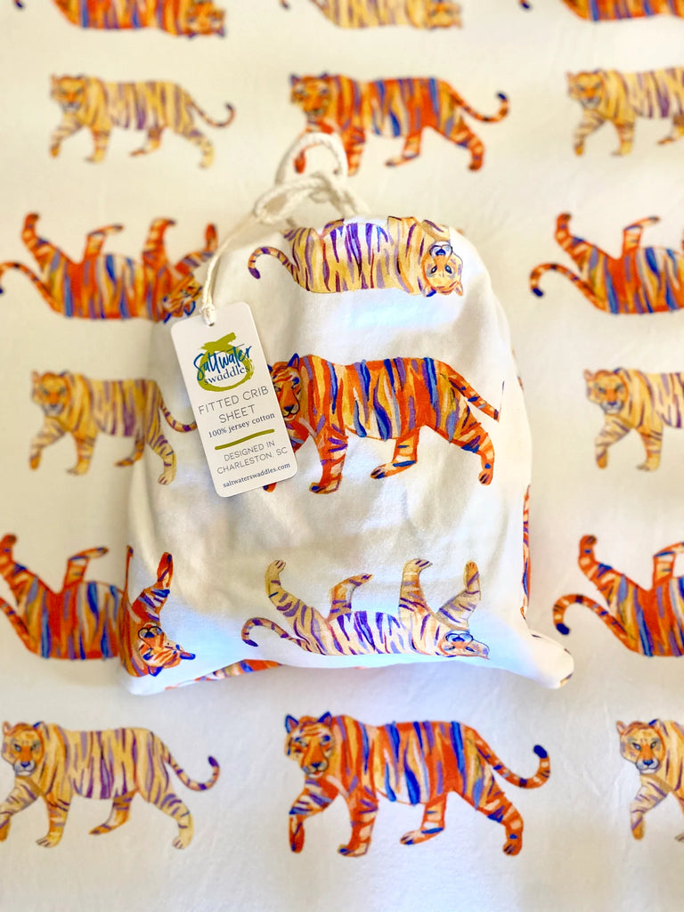 Saltwater Swaddles Crib Sheet in Easy Tiger