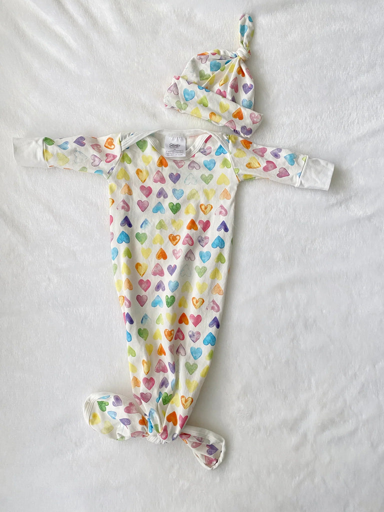 Saltwater Swaddles Newborn Gown and Hat in Multiple Prints