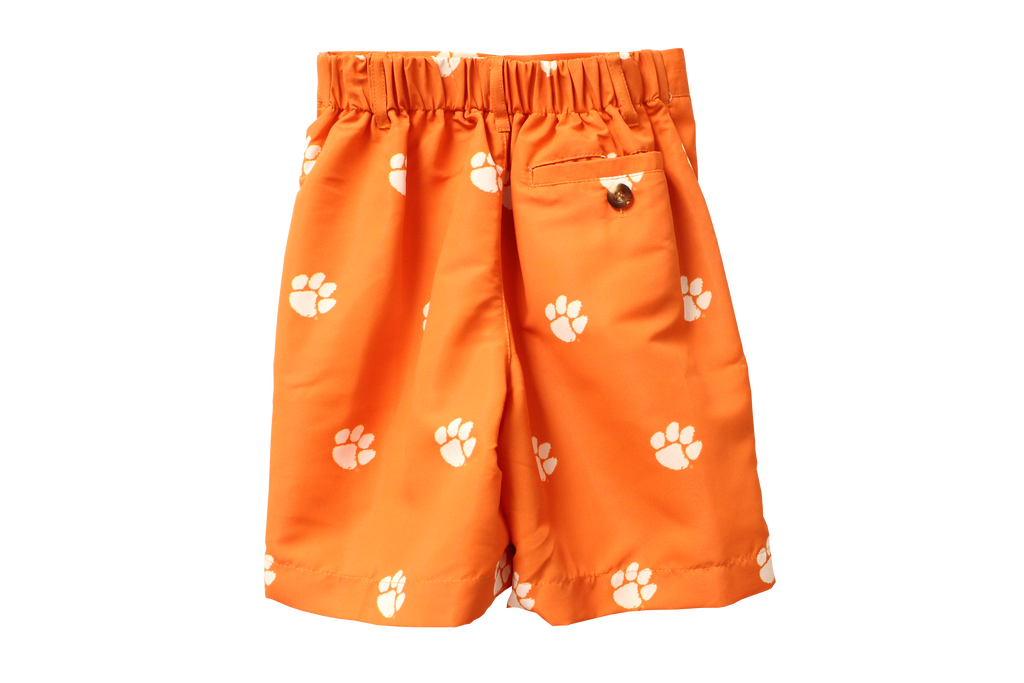 Vive La Fete - Clemson All-Over Paw Print Orange Shorts for Boys