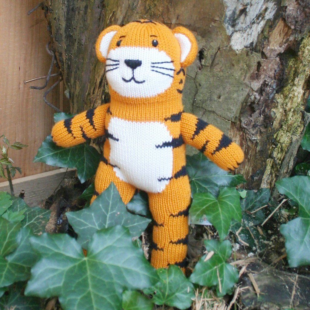 Knitted Tiger Rattle and Toy