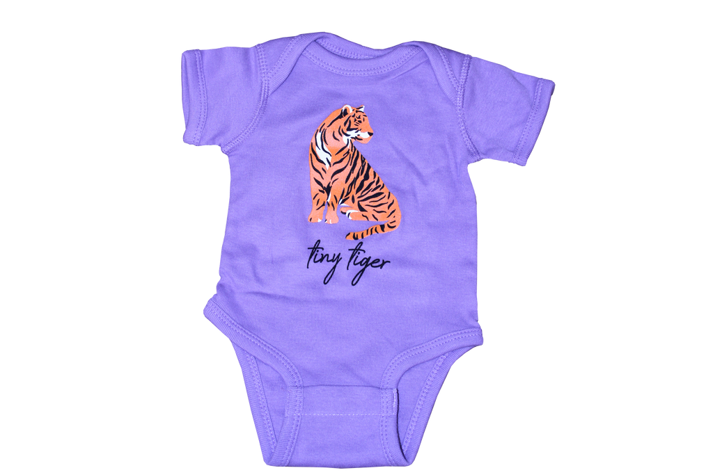 Tiny Tiger Onesie in White or Purple