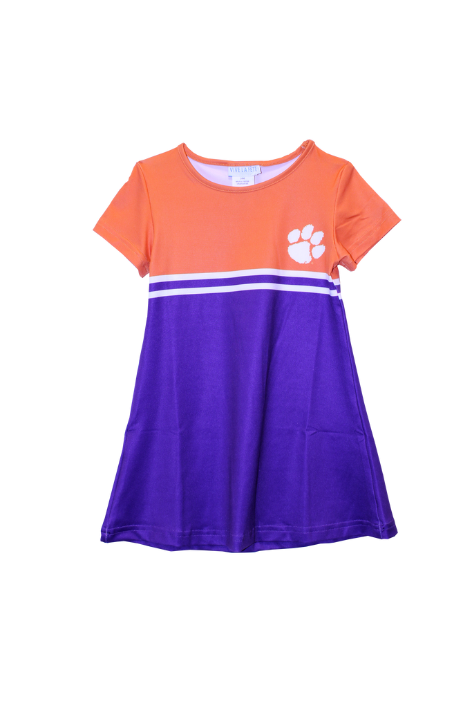 Clemson Orange & Purple Short Sleeve Dress by Vive La Fete