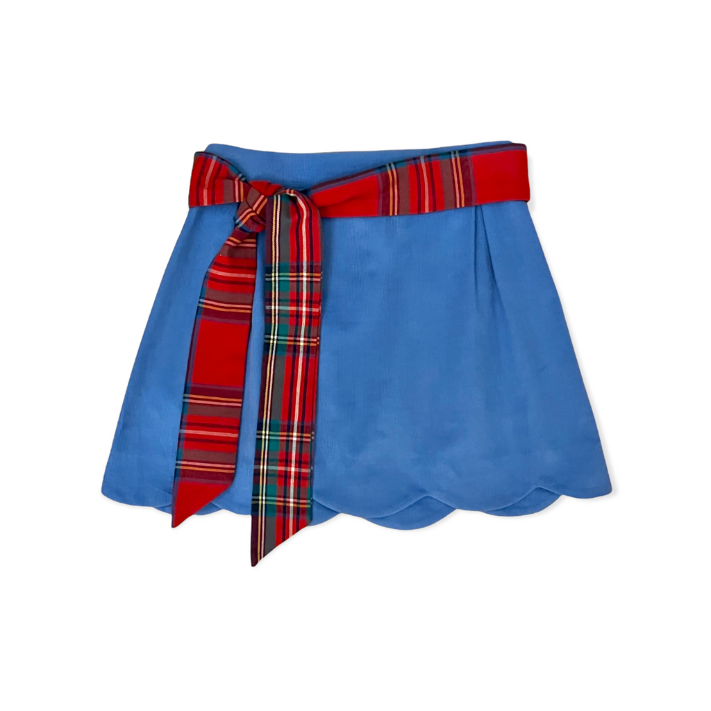Brown Bowen - Seabrook Island Scalloped Skirt in Boone Hall Blue & Rutledge Red